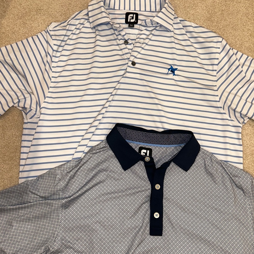 FootJoy Blue and White Polo Shirt Set